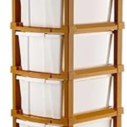 HOMESPOT Plastic Drawer Organizer Self Standard Rectangular Multi Purpose Modular Drawer System Large Chest of Drawer Organizer for Home Office,Product Dimension When assembeled (White, 5 Layer)-picture-13