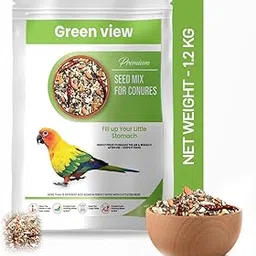 Green view|Premium|Seed Mix for Conures|Net Weight 1200 GM More Than 15 Different Seed Blend in Perfect Ratio with Cattlefish Bone-picture-22