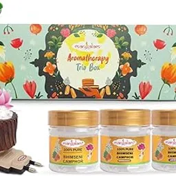MANGALAM Aromatherapy Trio Gift Box - Bhimseni Diffuser | Sweet fragrance | Relaxes mind | Repels mosquitos image 1