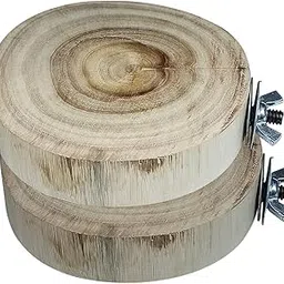 Reva Tech Perch Platform for Bird Cage (Pack of 2), Natural Round Wooden Stand Platform Bird Toy for Canary Parakeet Cockatiel Parrot Budgie Sparrow (Beige, Medium)-picture-11