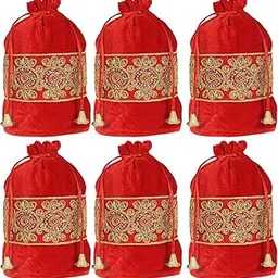 kuber industries Embroidered Design Potli Bags Handbags for Women Gifting Wristlets for Wedding, Festival, Kitty Subh Shagun (Red)-picture-44