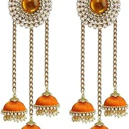 sanj Traditional Three Base with stud Silk Thread Earrings Jhumki For Women Jhumka Earrings For Girls Beads Earring-picture-10