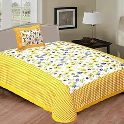 Stunning Blue Cotton Floral Print Single Bedsheet with Pillow CoverETHEXLSG107Blue(WTI-SNGL-2989)-picture-25