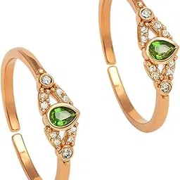 925 Silver Rose Gold-Plated Green Stone Toe Rings for Women-image-80