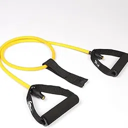 nEUtRO Resistance Tube for Full Body Workout,Physical Therapy Exercise Stretching, Workout for Men & Women with Comfortable Foam Handles Door Anchor & A Multipurpose String Pouch (Single Yellow Tube)-picture-25
