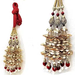 SANDYNAVZ Long Length Whole red Hair Paranda for Women, braide tassles, hair accessory for wedding, Parandi Punjabi Tassles Hair Paranda Braid Parandi Choti Big Parada (Red)-picture-47