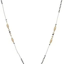 Stylish Gold-Plated Mangalsutra Necklace with AD Stone Studded Modern Pendant, Ethnic Traditional Black Beaded Contemporary Fashion Tanmani Chain Jewellery Gift for Women and Brides-11-image-66