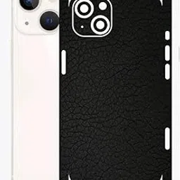 Compatible for iPhone 13 - Mobile Back Skin Sticker Wrap - Lamination - Rear Screen Guard Protector (Coverage - Back+Camera+Sides) (Design - Black Leather)-picture-38