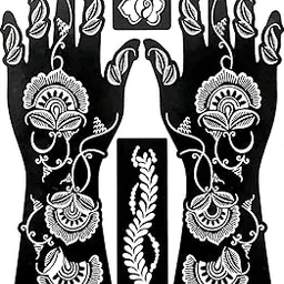 Henna Stencil Design Template, Reusable Mehndi Hand Pattern, Black Floral Art for Body Art, Traditional Indian Style-picture-21