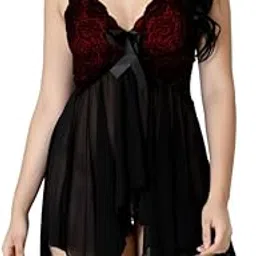 EIRSON Enterprises Women's Baby Doll Dress in Black Colored (NN-012)-picture-33