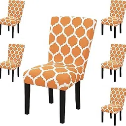 Story@Home Chair Cover Set of 6 for Dining Table | Elastic Chair Covers Stretchable, Removable Washable Dining Chair Cover Protector Seat Slipcover|Beige Motif| 38 X 51cm Cover for Dining Chairs-picture-18
