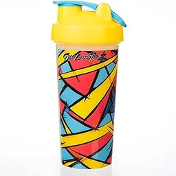 GymLunaticZ Protein Shaker Bottle, 20oz, Colorful Geometric Design, Yellow Lid with Mixing Ball,FIRST EDITION, LIMITED TO 10,000 UNITS ONLY-picture-20