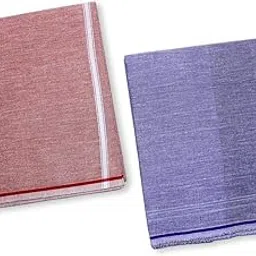 weavari Pure Cotton Colour Vesti for Men – Soft Handloom Finish | 2 Meter Traditional Dhoti – Red & Purple Combo - Pack of 2-picture-44