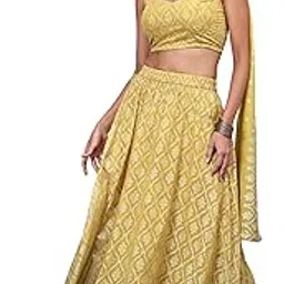 aurelia Women's Green Floral Printed Lace Pure Cotton Straight Top, Skirt and Stole Set-picture-12