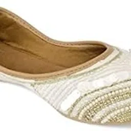 desi colour Women Ethnic Footwear Mojari/Punjabi Jutti- White-picture-35