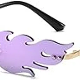 augen By Visions India Retro Vintage Fire Design Rimless Flame Abstract Unisex Non-Polarized Sunglasses Uv400 Protected (168)-picture-29