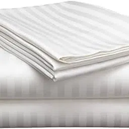 Cool Dealzz 400 TC Premium 100% Cotton Satin Stripe Queen Size Bedsheet with 2 Pillow Covers for Hotels & Homes - (90"X100" - White)-picture-11