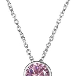 young & forever Gift Zodiac Birthstone Silver Necklace Pendant for women Stainless Steel Simple Aesthetic Necklace for Girls and Solitaire Crystal Necklace for Women-picture-45