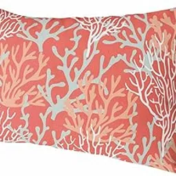 ARTSHOWING 1 Pack Throw Pillow Covers with Insert Ocean Lumbar Pillow Waterproof Outdoor Chaise Longue Pillow Decorative Cushion Case 12"x20" Pillow Sham, Summer Ocean Coral Red-image-17