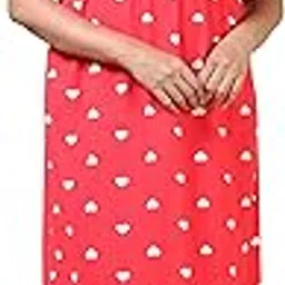 Women's Coral Red Maternity Dress with Heart Print Pattern Short Sleeve Draped Dupatta Style-picture-12