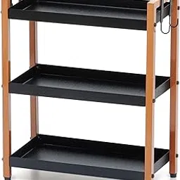 Livzing Metal 3 Tier Spice Rack for Kitchen Space Saving Countertop Storage Racks Cosmetics Organizer Kitchen Shelf Bathroom Organizer Stand Multipurpose Tiered Shelves With Plastic Hooks - Black-picture-34