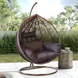 TRADE CRAFT Single Seater Hammock Swing Chair with Stand and Cushion for Patio Balcony Garden Terrace Living Room Relaxing Chair Powder Coated Color : Brown-image-101
