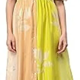 drape and dazzle Floral Printed Green Smoked Dress | Midi Dress | V-Neck with Puffed Sleeve Dress for Women-picture-55