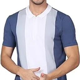 cantabil T-Shirt for Men l Breathable & Soft with Color Fastness Regular Fit Cotton Blend Fabric Striped Pattern (P_MTSH00726)-picture-20