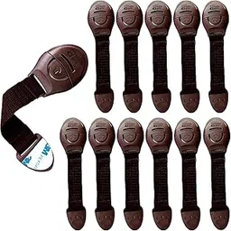 BabyPro (Pack of 12) Baby Infant Child Proofing Safety Locks Latches for Door, Cupboard, Cabinet, Fridge, Drawer Locks, Toilet Seats, Child Safety Cabinet Locks, Child Proof Cabinet Latches (Brown)-image-8