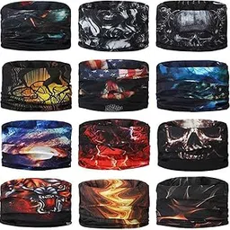 aadikart Unisex Polycotton Bandana Face Mask Headband Scarf Head Wrap Neck Warmer Combo - Free Size - Multicolor - Pack of 12-picture-32
