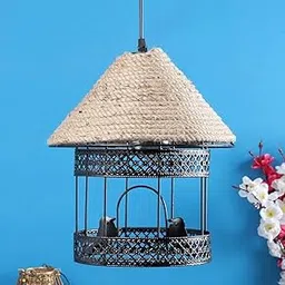 DIKANSHA® Love Bird Cage Vintage Edison Rope Ceiling Hanging Pendant Lights Lamp for Cafe Restaurant and Home Decorative (Black) Bulb NOT Included, 60 Watts-image-4