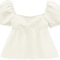 takshvi Women's Puff Sleeve Textured Top, Black, Square Neck, Western Style-picture-24