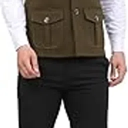 FH Wearza Polywool tweed Solid multipocket Sleeveles Nehru Jacket For Men-picture-20