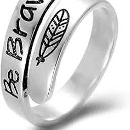 goho Inspiration Be Brave Feather Adjustable Ring for Women-picture-29