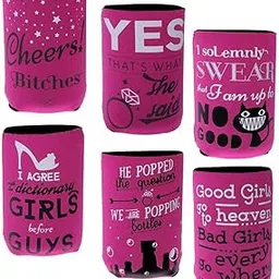 CALANDIS 6Pcs Stubby Beer Tin Can Cooler Sleeve Hen Night Bride to Be Girls Party-image-2