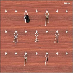 Wall-Mounted Key Holder Board, 21 Hooks, Classic Walnut Wooden Finish, 300 x 300 x 15 mm-image-70