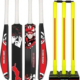 Bodyfit S-95 Heavy Duty Plastic Premium Cricket Bat for Men, Women & Children | Lightweight| Full Size| | Hard Plastic Bat| Premium Yellow Cricket Wicket Set l 3 Stumps+2 Bails+1 Stand Set.(BRW-Y)-picture-12