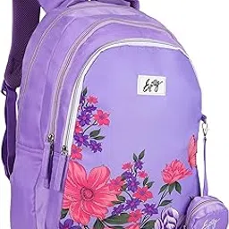 Flora School Backpack for Girls |19 In-36 Ltr with Three Compartments, Side Pockets and Light Weight with Padded Shoulders |Best for Books,Stationery,Lunch Box & Essentials,Lavender-image-88