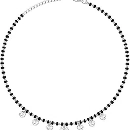 giva 925 Silver 18k Gold Plated Rose Gold Zircon Studded Black Bead Anklet | Gifts for Women & Girls-picture-52
