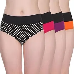 selfcare Womens 100% Pure Soft Cotton Sinker Tummy Control/Tummy Tucker Hipsters Panties with Soft High Waist Elastic Band -Pack of 4-picture-35