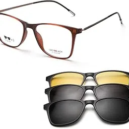 grey jack TR90 Magnetic Sunglasses,Square Clip on Glasses with 3PCS Magnetic Lens for Myopic Men Women 10004-picture-40