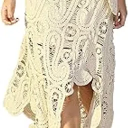 icw Crochet Drawstring Waist, Floral Pattern Lace Maxi Ankle Length Skirt, Dn122-picture-39