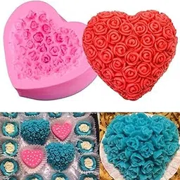 Heart Shapped Birthday Cake Silicone Fondant Mould for Making Chocolate Candy Scented Aromatherapy Candle Handmade Soap Molds (Pack of 1) image 1