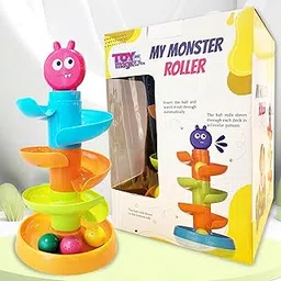 ToyMagic Monster Roller Swirl N' Roll Ramp |5 - Lavel Withh 3 Ball Drop and Roll Swirling Tower for Baby and Toddler Development Educational Toys|ABS Material, Non Toxic, Easy to Assemble,Multicolor-picture-15