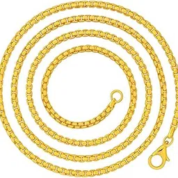 shankhraj mall Classic Gold-Plated Box Chain Necklace for Men & Women | Durable Lobster Clasp-picture-38