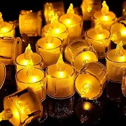 EONWISE 12 Pcs LED Flameless Crystal Tea Light Candles - Smokeless, Battery Operated, Transparent Acrylic for Diwali, Weddings, Birthdays, Home Décor (Crystal Candles ktc303, Pack of 12)-picture-57