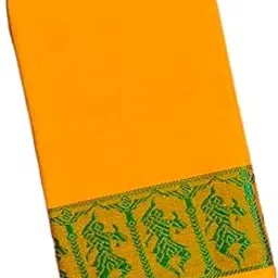 Saradhi Fashon's Bharatanatyam And Kuchipudi Dance Practical Saree(Yellow colour with Green Doll)-picture-33
