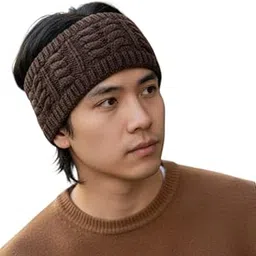 one point collections Woolen Knitted Headband Unisex, Earwarmer, Earmuffs, for Men and Women (Dark brown)-picture-12