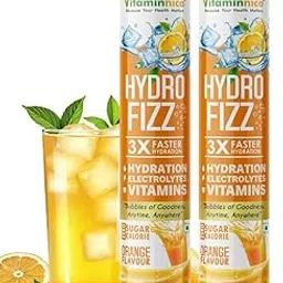 vitaminnica because your health matters Vitaminnica Hydro Fizz Effervescent Tablets | Sugar-Free & Refreshing- 20 Effervescent Tablets– Advanced Hydration Drink & Electrolyte Booster | Orange Flavour- Pack of 2-picture-38
