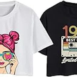 aahwan Drop Shoulder Figure Pattern Crop Tee T-Shirt & Tops for Women's & Girl's-picture-25